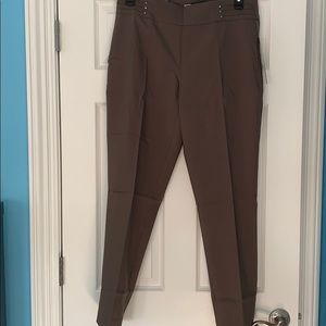 Brown pants slim leg tummy control